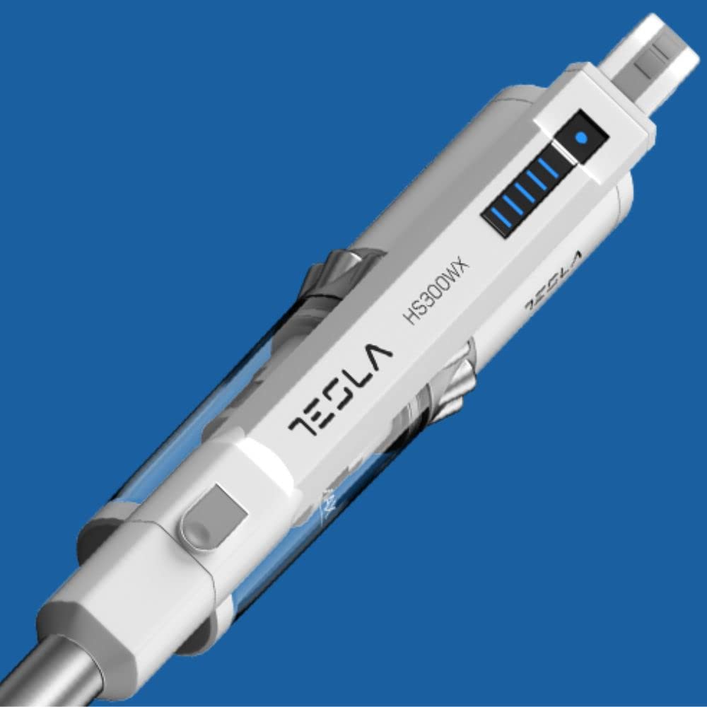 TESLA Aspiradora de Mano HS300WX, 200W, Depósito 200ml, Filtro HEPA Lavable, Batería Larga Duración, 2 Velocidades, Blanco