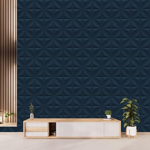 Image of Kayra Decor Wall Panels for Bedroom Butterfly Design Navy Blue Color 19.7 inch x 19.7 inch (Pack of 12) - Covers 32.34 Sq. Ft.