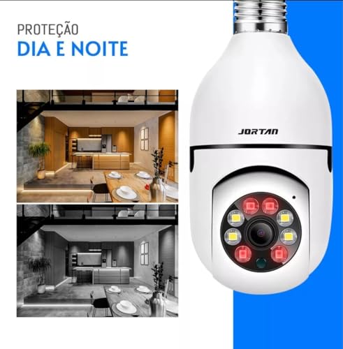 Câmera De Segurança Jortan E27 Inteligente E27 Com Resolução De 2mp Visão Nocturna Incluída Branca