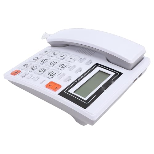 Teléfono fijo con cable blanco Jiawu versátil y teléfono de mesa con pantalla LCD