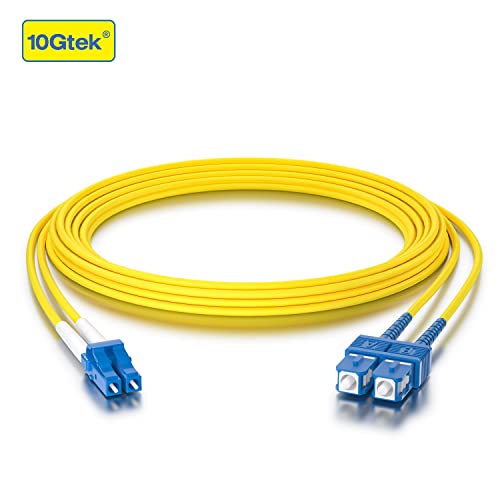 Image of 10Gtek Fiber Patch Cable - LC to SC OS2 1G /10G Singlemode Jumper Duplex 9 /125 LSZH Fiber Optic Cord, Yellow, 2.5-Meter(8.2-ft)