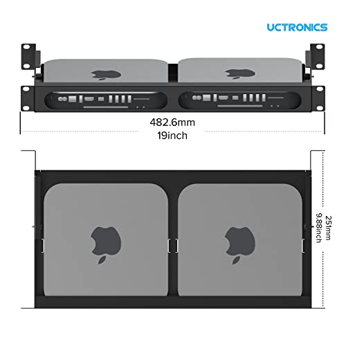 Montaje en rack 1U de 19 pulgadas para Mac Mini M2 y M1 con soporte de UCTRONICS 4