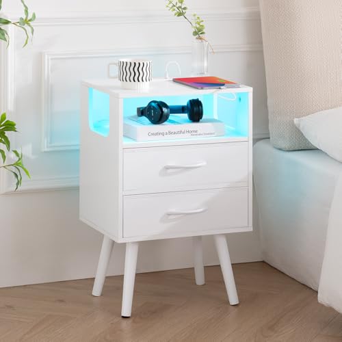 Yoobure LED Night Stand for Bedroom with Charging Station
| Mid Century Modern Yoobure Nightstand with Fabric Drawers for Living Room
| Yoobure Bedside Table with Storage Shelf and LED Night Stand for Small Spaces