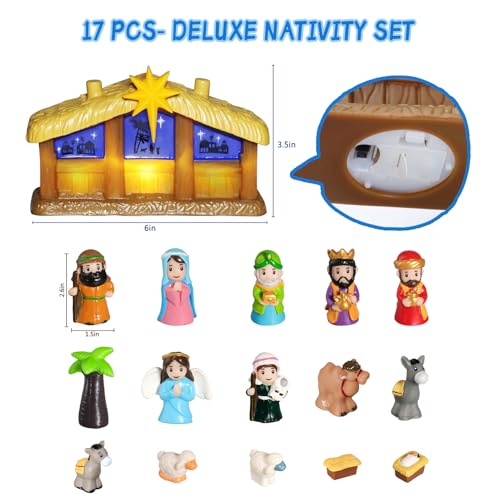 Etluk ETSFDG65DS Kids Nativity Set 17 Pcs, Christmas Toddler Toy Nativity Playset Religious Children’S Nativity Scene Set thumb #2