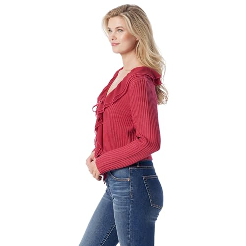 Jessica Simpson Women's Aurier Ruffle Trim Tie Front Cardigan Standard2