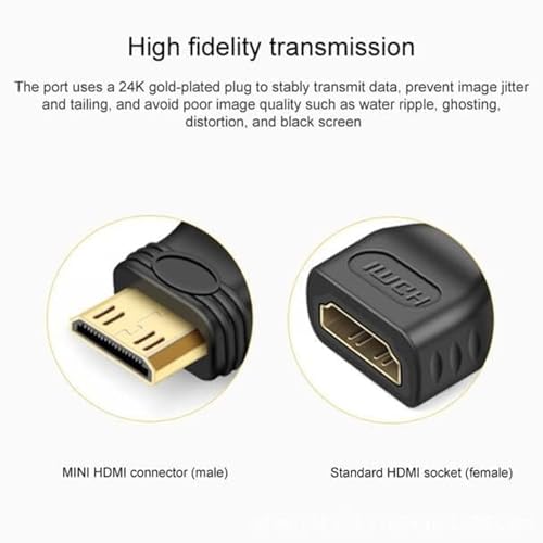 Image of Mini HDMI Adapter Mini HDMI Adapter, HDMI Female to HDMI Male Connector Converter for Cameras, Cam Recorders, Tablet Gaming, Graphic Card Console. Black.