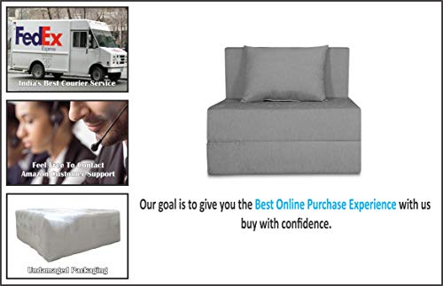Image of Adorn India Easy 2 Seater Sofa Cum Bed Alyn 3'x 6' (Grey) (1 Year Warranty)