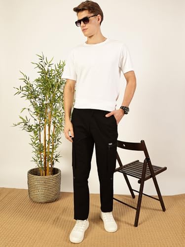 Image of Thomas Scott Men's | Solid | Light Weight | Breathable Fabric | 2 Zipper Pockets | Mid Rise | Regular Fit | Cotton Blend | Button Waist | Chino Trouser | Pants