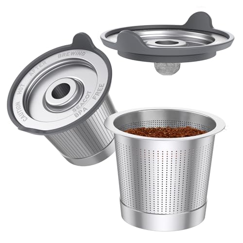 Image of ComfortGrip Reusable K Cups for Keurig 1.0, 2 Pack Stainless Steel Coffee Pods with Anti-Scald Silicone Lid, 304 Food-Grade Steel, BPA-Free (Not for K-Slim /K-Supreme /Keurig 2.0)