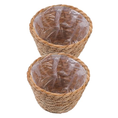 NUOBESTY 2 pièces Panier à Plantes Jonc de Mer Tissé Corbeille Décorative pour Fleurs et Rangement Intérieur