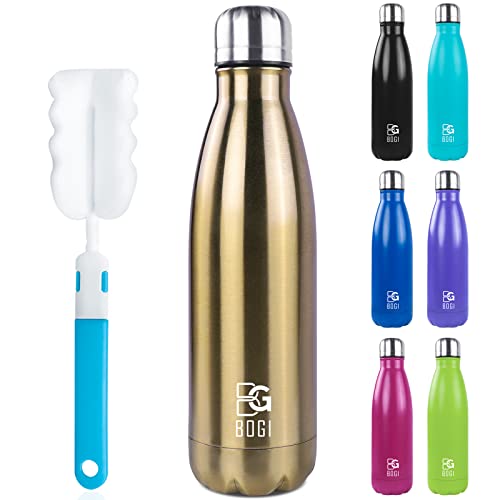 Image of BOGI 17oz Insulated Water Bottle Double Wall Vacuum Stainless Steel Water Bottles, Leak Proof Metal Sports Water Bottle Keeps Drink Hot and Cold - Perfect for Outdoor Sports Camping Biking (Cham)