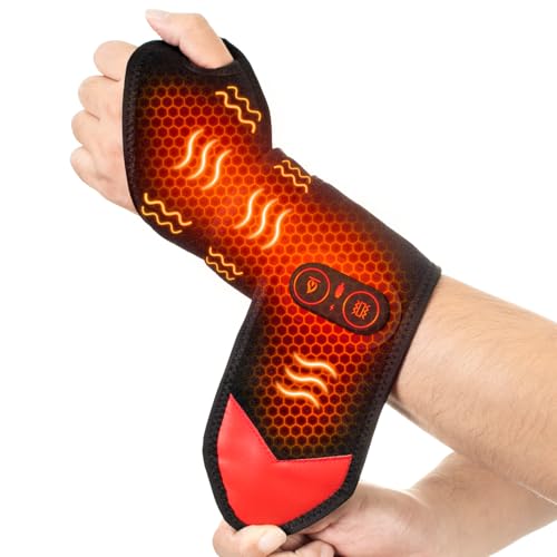 Yabuu Cordless Wrist Hand Heating Pad Massage for Carpal Tunnel With 3000mAh Battery,Hand Arthritis,Wrist Pain Relief,Heat Wrap Pad,Vibration and Adjustable Heat Settings Hot Therapy Gifts for Mom/Dad