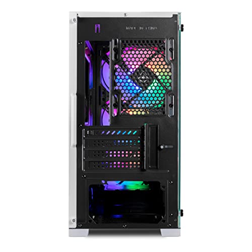 Gabinete Gamer Mancer Ward, Rainbow, Mid-Tower, Lateral de Vidro, Com 4 Fans, Preto e Branco, MCR-WR