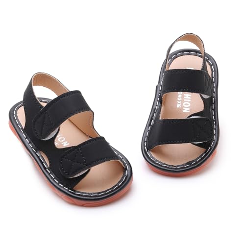 Image of SOFMUO Baby Boys Girls Squeaky Sandals Non-Slip Soft Rubber Sole Closed Toe Infant Summer Outdoor Shoes Toddler First Walkers