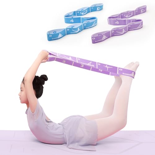 Image of 2-Pack Adjustable Kids Dance Stretch Bands - 8-Loop Elastic Bands for Ballet, Latin, Yoga, Gymnastics & Stretching - Flexible, Multi-Section Design for Dance Training & Flexibility