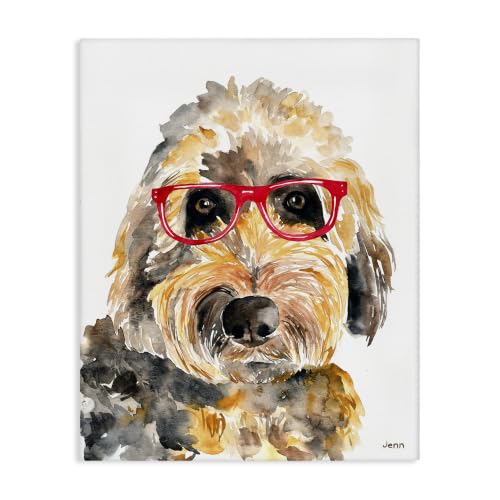 Stupell Industries Terrier with Red Glasses, 24 x 30 Inch Canvas Wall Art