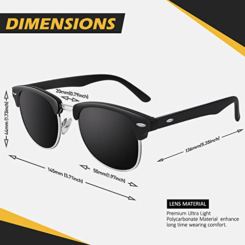 Image of LINVO丨Half Rim High-end Branded and Stylish Sunglasses丨Polarized and 100% UV Protected 丨Men & Women丨Medium丨Riding & Driving