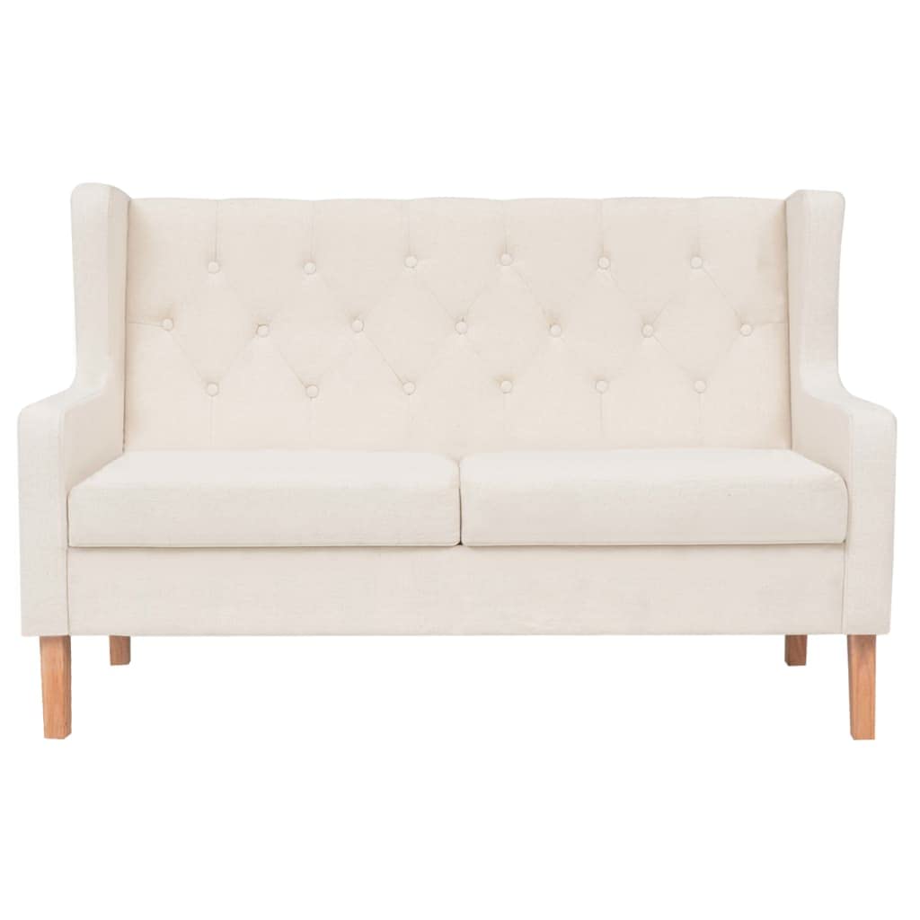 2-Sitzer Sofa Cremeweiß 140x68x90 cm aus Massivholz & Polyester, Modernes kleines Sofa für Wohnzimmer, Büro, Flur und Schlafzimmer