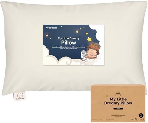 KeaBabies Organic Toddler Pillow with Pillowcase, Jumbo 14X20 (Clay)