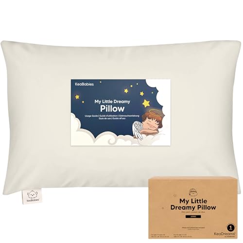 Image of KeaBabies Organic Toddler Pillow with Pillowcase, Jumbo 14X20 (Clay) | Soft Cotton Toddler Pillows for Sleeping, Machine Washable, Perfect for Travel, School, Daycare, Nap, Kids Toddler Bed Set