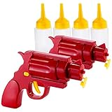 ketchup mayo senf spender Wiederverwendbare Pumpflaschen (je 100 ml) aus Kunststoff, leicht und schnell auswechselbar • Flaschen auch ohne Pistole verwendbar, mit roter und gelber Tülle