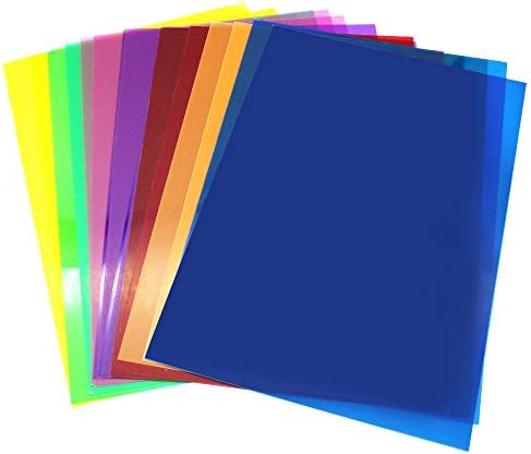 D-Orange 14 Pieces Gel Light Filter, Square Transparent Color Film Plastic Sheets Overlays Transparency Color Film for Photo Studio Strobe Flash LED Video Light DJ Light, 7 Colors, 29.7x21cm