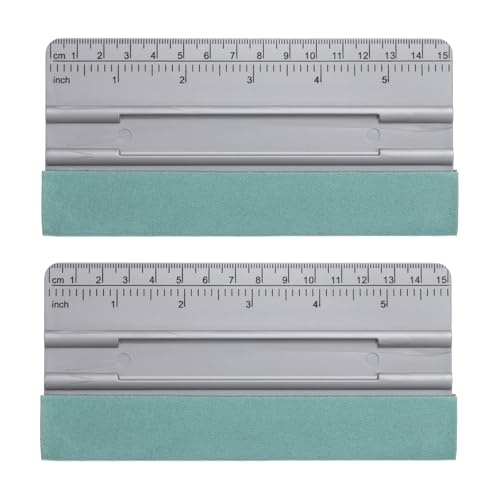 sourcing map 2pcs Vinyl Squeegee Felt Edge 6" Squeegee Felt Fabric Decal Vinyl Scraper with Ruler Measuring Car Wallpaper Smoothing Window Privacy Film Glass Tint Installation, Grey