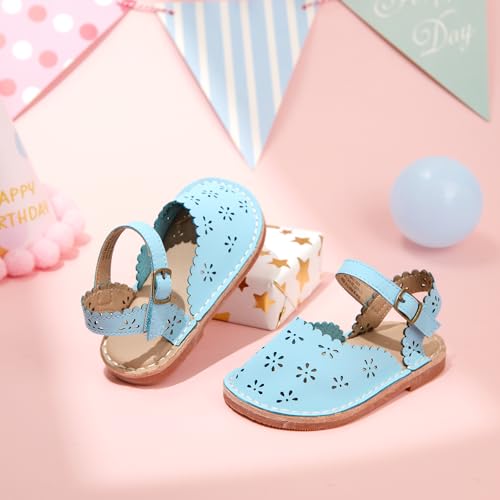 Image of Kolan Toddler Girl Sandals Open Toe Flat Princess Dress Shoes Little Kids