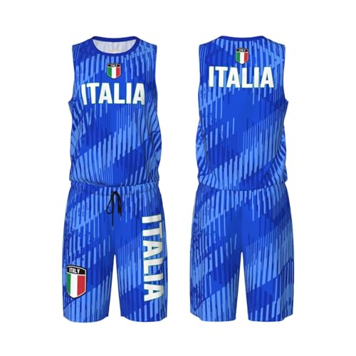 DABOYOZHZH Italy Flag Shield Basketball Uniform Suit for Men Team Training Athletic Gradient Jersey