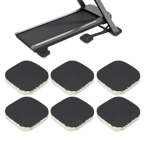 PATIKIL 6 Pcs Treadmill Mat Pads, 4x4x0.8" High Density Foam Anti Vibration Pad Sound Proof Floor Mat Exercise Equipment Mat for Carpet Protect Noise Reduction Home Gym, Black