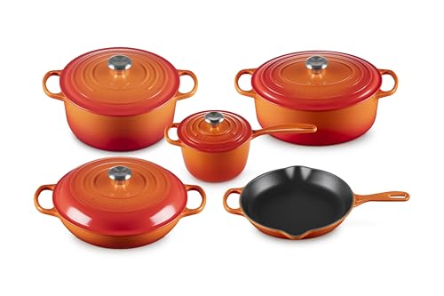 Image of Le Creuset Enameled Cast Iron Signature Cookware Set, 9 pc., Flame