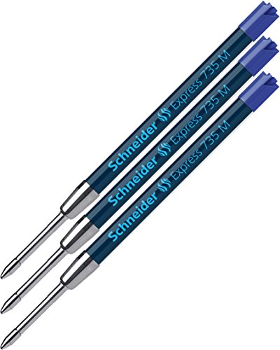 Schneider 77303 / 77304 / 77305 - Kugelschreibermine 735M 3-er | In blau, schwarz oder rot zur Auswahl (Blau)