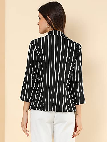 Blazer rayé à manches 3/4 ouvert devant et revers cranté femme veste - 5