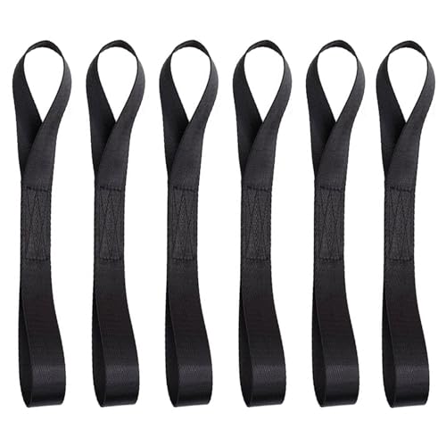 VZU Lot de 6 boucles d'arrimage de 200 x 25 mm - Charge maximale : 500 kg - Sangle d'arrimage - Passants de sangle - Pour moto et vélo - Noir