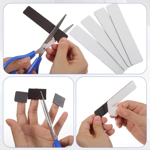12 Stück Magnetstreifen Selbstklebend Stark Zuschneidbares Magnetblech Magnetisches Klebeband Wiederverwendbar Klebepads Magnete zum Kleben Stark für fast alle metallischen Objekte