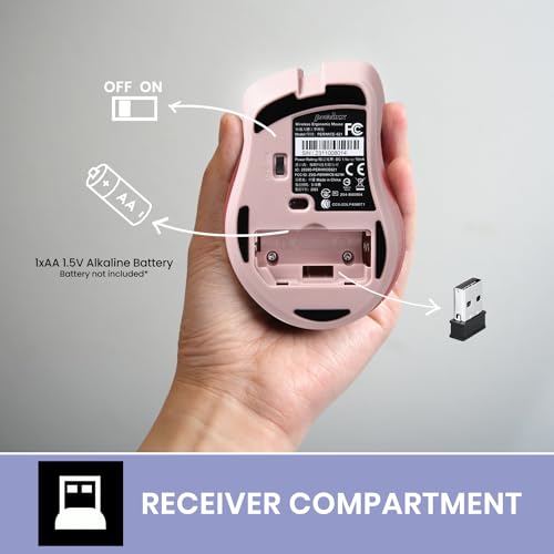 Image of Perixx PERIMICE-621P Wireless Mouse - Silent Click with Ergo Design - Compatible for Desktop and Laptop PC - Wireless 2.4 GHz - Pink