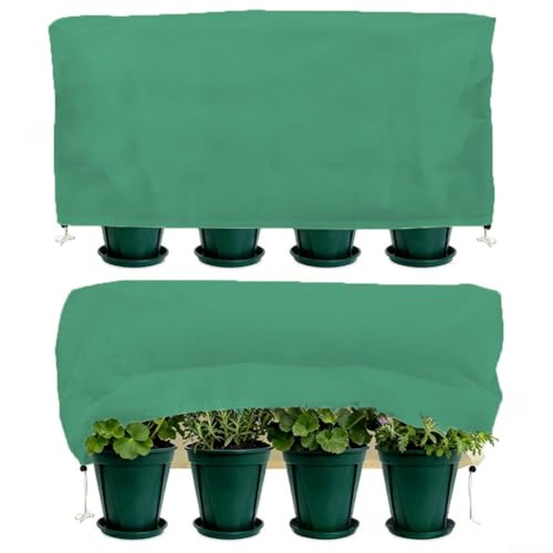 Lot de 2 housses de protection non tissées pour plantes d'hiver, 190 x 95 x 35 cm, pour intérieur et extérieur, vert, 190 x 95 x 35 cm