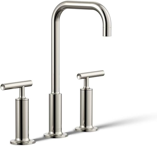 Kohler K-14410-4-BGD Purist - Grifo para lavabo de baño con manijas de palanca baja y boquilla baja, 14408-4-SN