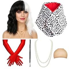 Black and White Wig+6Pcs set