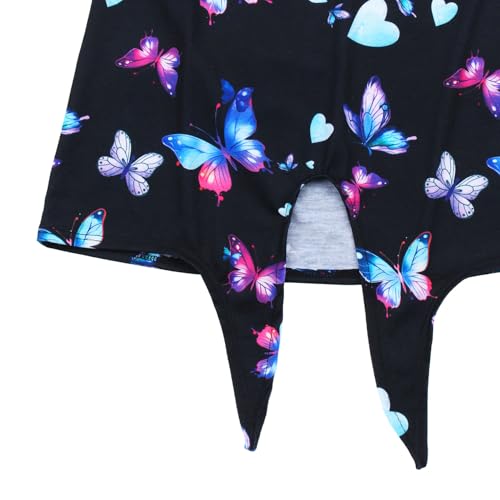 Image of JESKIDS Girls Short Sleeve Shirts Ruffle Tie Front Unicorn /Tie Dye Print Summer Tee Tank Tops 3-11 Years