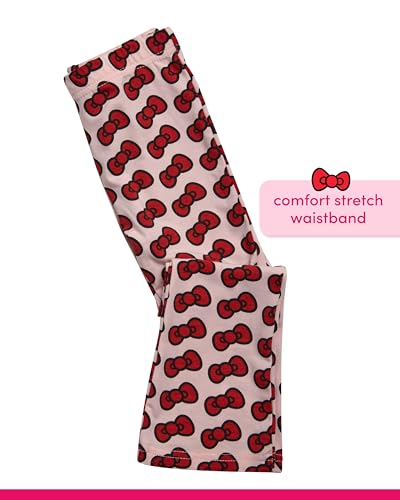 Image of Hello Kitty Girls Pant Set - 3 Piece Short Sleeve Graphic Tee Shirt Zip Up Fleece Jacket and Kids Pants Clothing Set, Size 6X, Red /Black /Bows