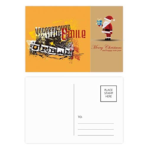 Cartes postales père Noël Graffiti Street lot de 20 illustrations noir et orange