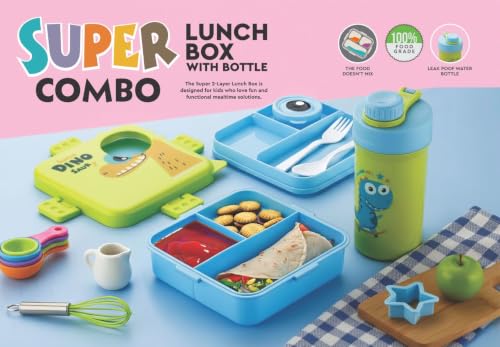 Image of Clazkit Lunch Box with Sauce Container, Spoon & Water Bottle | Bento Style Lunch Set | BPA-Free Lunch Box Set for Office, School & Travel | White
