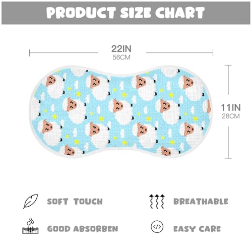 Adorable Sheep Pattern Muslin Burp Cloths for Baby 4-Layer Absorbent Cotton Large 22" x 11" Soft Spit Up Rags for Newborns Boys Girls, 4 Pack2