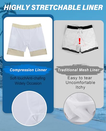 Milin Naco Mens Swim Trunks: 9 Inch 2 in 1 Compression Liner Quick Dry Stretchy Lined Beach Water Sport3