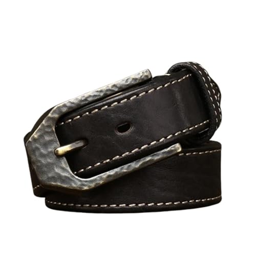 Ceinture en cuir vieilli vachette épaisse 5 mm avec boucle vintage