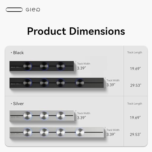 Gler 20" Aluminum Matte Black Modular Power Track System, Surface Mounted Hardwired Outlet, 3 Sliding Adapters, Gaming & Studio Power Solution, Anti-Fingerprint Finish by GLER - Image 4