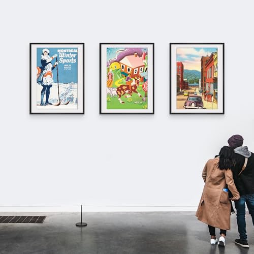 Picrit 30x40 Picture Frame 3 Pack, Black Poster Frame, Display Poster 24 x 36 with Mat or 30 x 40 without Mat for Horizontal or Vertical Wall Mounting