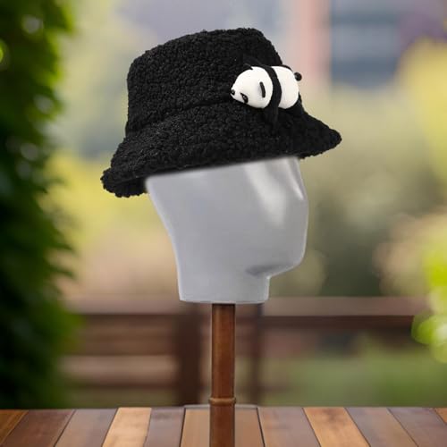 Cartoon Fisherman Hat Panda Head Wrap Furry Panda Soft Thicken for Women Outdoor Wear Winter Sports Cycling Skiing3
