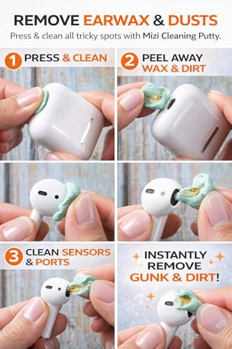 Image of Mizi Cleaning Putty for Air-Pods,Remove Ear Wax,Dirt&Gunk from Devices with Small Crevices,Cleaner Kit Compatible with Earpods,Earphones,Headphones&Hearing Aids-(10 Pack) White